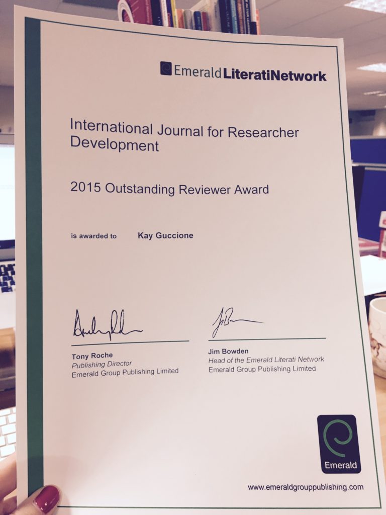 an outstanding reviewer award 2015, certificate